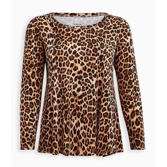 NWT TORRID FIT & FLARE TEE - SUPER SOFT LEOPARD - Picture 1 of 6